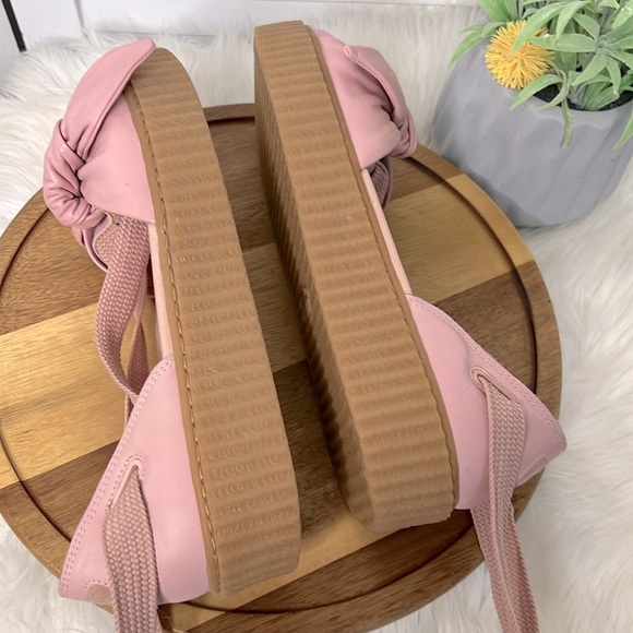 PUMA Rihanna Fenty Creeper Pink Leather Bow Long Ankle Leg Lace  Sandal Size 10 - Picture 9 of 12